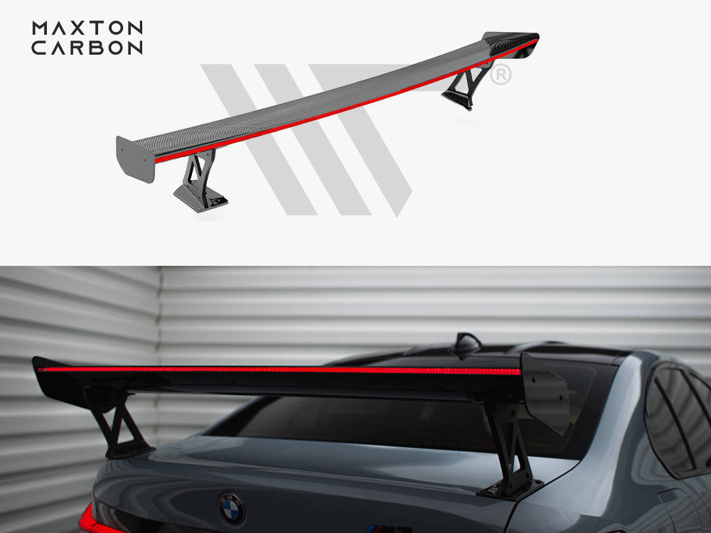 Maxton Design Carbon Spoiler With External Brackets Uprights + LED BMW M3 G80 - Wayside Performance 