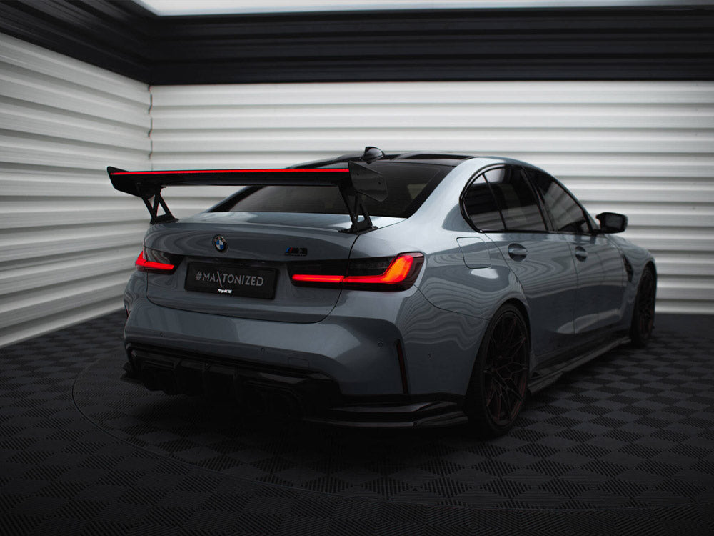 Maxton Design Carbon Spoiler With External Brackets Uprights + LED BMW M3 G80 - Wayside Performance 