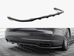 Maxton Design rear splitter with vertical bars for Audi A8 D4 facelift, made of durable material, installed at the back of the vehicle.