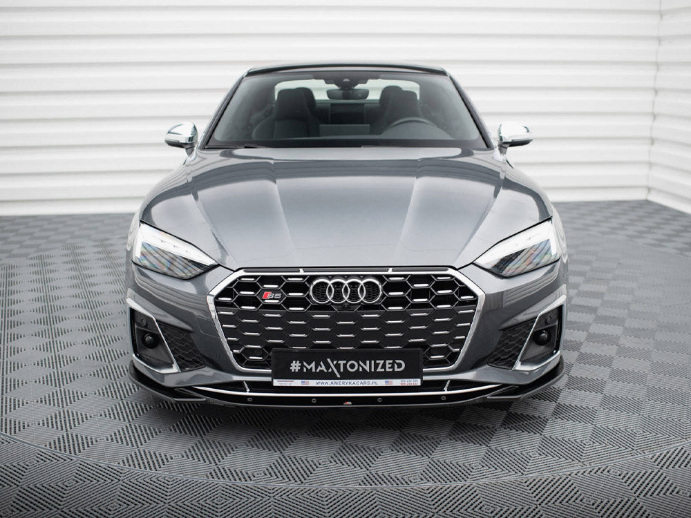 Maxton Design front splitter V1 for Audi S5 and A5 S-line F5 facelift, body and styling accessory, black aerodynamic car part