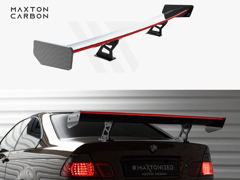 Carbon Spoiler With Internal Brackets Uprights + LED BMW 3 Coupe E46 - Wayside Performance 