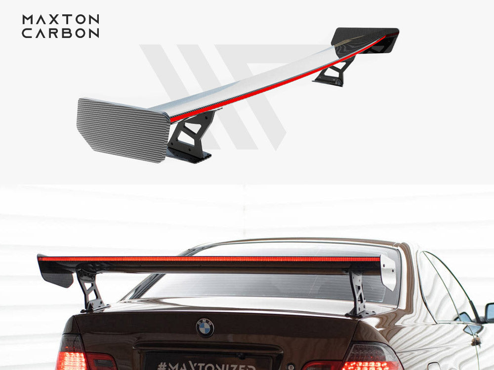 Carbon Spoiler With External Brackets Uprights + LED BMW 3 Coupe E46 - Wayside Performance 