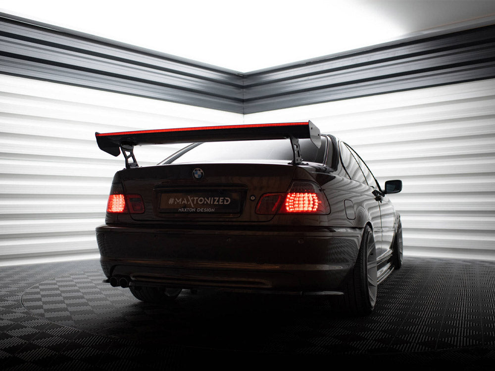 Carbon Spoiler With External Brackets Uprights + LED BMW 3 Coupe E46 - Wayside Performance 