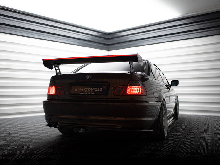 Carbon Spoiler With External Brackets Uprights + LED BMW 3 Coupe E46 - Wayside Performance 