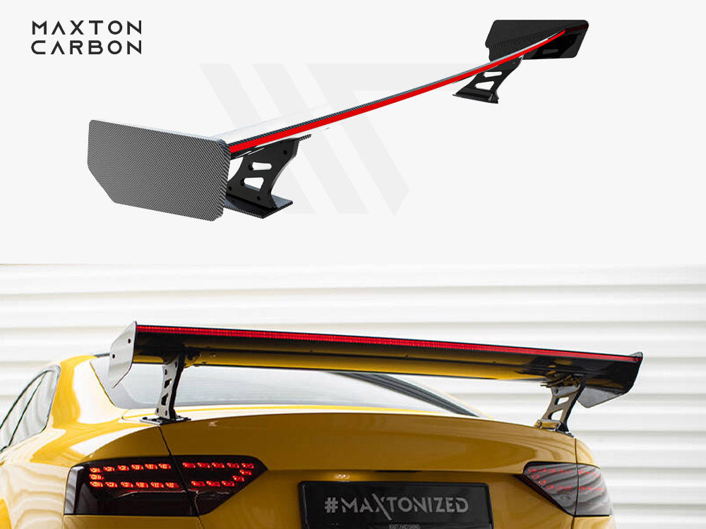 Carbon Spoiler With External Brackets Uprights + LED Audi A5 Coupe 8T - Wayside Performance 