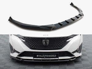 Maxton Design front splitter for Peugeot 308 GT Mk3, body and styling accessory, black aerodynamic car part.