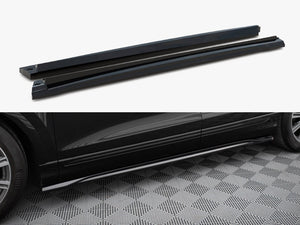 Maxton Design V.2 side skirts and diffusers for Audi SQ8 Q8 S-Line Mk1, black body styling components on a car.
