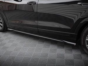 Maxton Design V.2 side skirts and diffusers for Audi SQ8 and Q8 S-Line Mk1, black body styling components on car side profile.