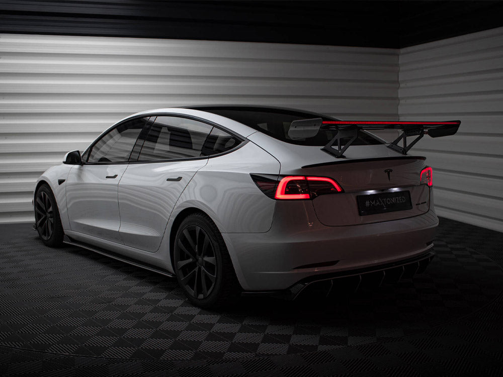 Carbon Spoiler + LED Tesla Model 3 - Wayside Performance 