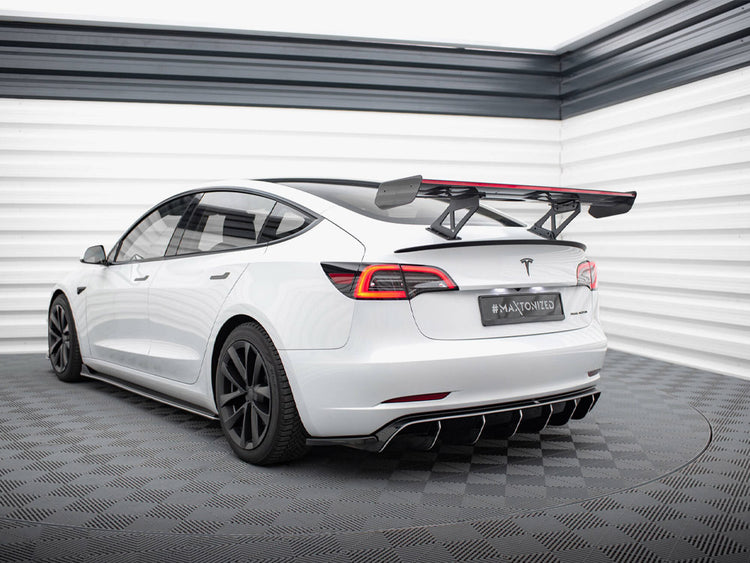 Carbon Spoiler + LED Tesla Model 3 - Wayside Performance 