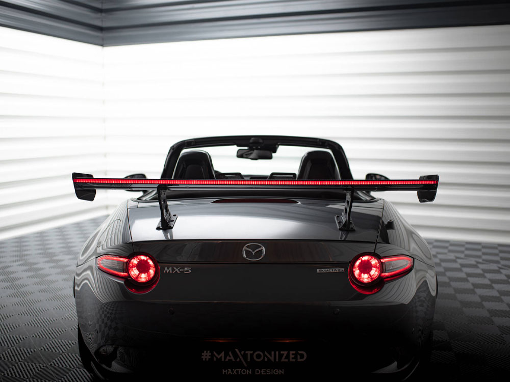 Carbon Spoiler With Internal Brackets Uprights + LED Mazda MX-5 ND (Mk4) - Wayside Performance 