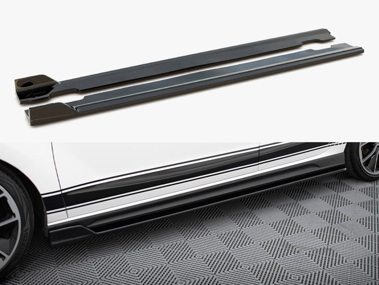 Maxton Design V.5 side skirt diffusers for Hyundai I30 N/N-Line hatchback and fastback models, showcasing sleek aerodynamic design