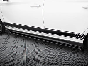 Maxton Design V.5 side skirt diffusers for Hyundai i30 N, N-Line hatchback and fastback models, black aerodynamic car body enhancement