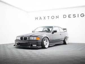 Maxton Design front racing splitter for BMW M3 E36 coupe and cabrio, enhances aerodynamics and sporty appearance.