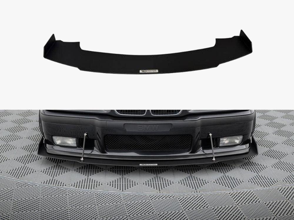 Maxton Design front racing splitter for BMW M3 E36 coupe and cabrio, high-performance aerodynamic car part, black finish
