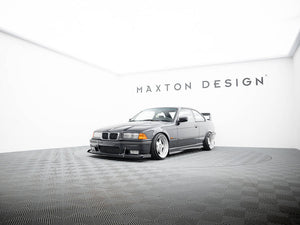 Maxton Design front racing splitter for BMW M3 E36 coupe and cabrio, enhances aerodynamics and sporty look.
