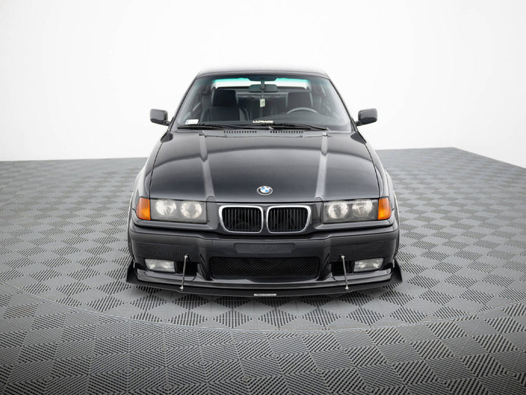 Maxton Design front racing splitter for BMW M3 E36 coupe and cabrio, enhances aerodynamics and sporty appearance.