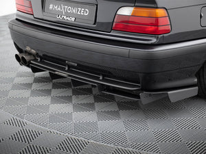 Maxton Design rear diffuser for BMW M3 E36 coupe and cabrio, designed for M-Pack models, in black with aerodynamic fins.