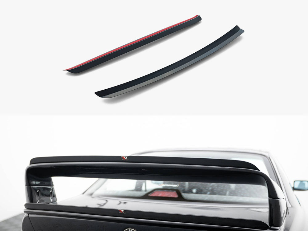 Maxton Design BMW M3 E36 coupe GT upper spoiler cap in black, designed for M-Pack coupe models, enhances sporty appearance.
