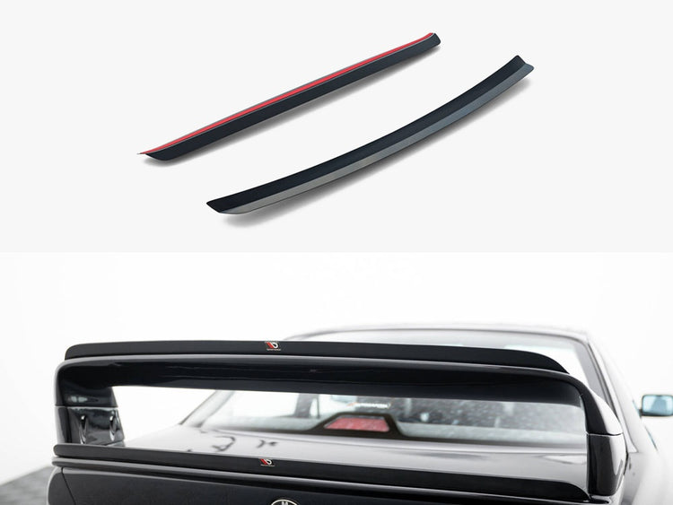 Maxton Design BMW M3 E36 coupe GT upper spoiler cap in black, designed for M-Pack coupe models, enhances sporty appearance.