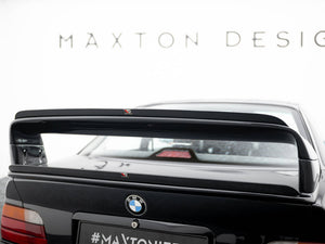Maxton Design BMW M3 E36 coupe GT upper spoiler CAP in black, designed for M-Pack models, enhances sporty rear aerodynamic look.