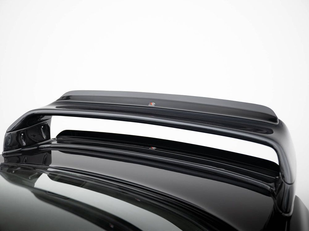 Maxton Design BMW M3 E36 coupe GT upper spoiler CAP, black plastic aerodynamic car accessory for sporty look.