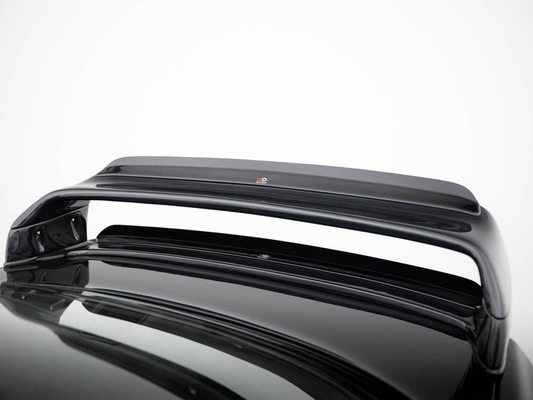 Maxton Design BMW M3 E36 coupe GT upper spoiler CAP, black plastic aerodynamic car accessory for sporty look.