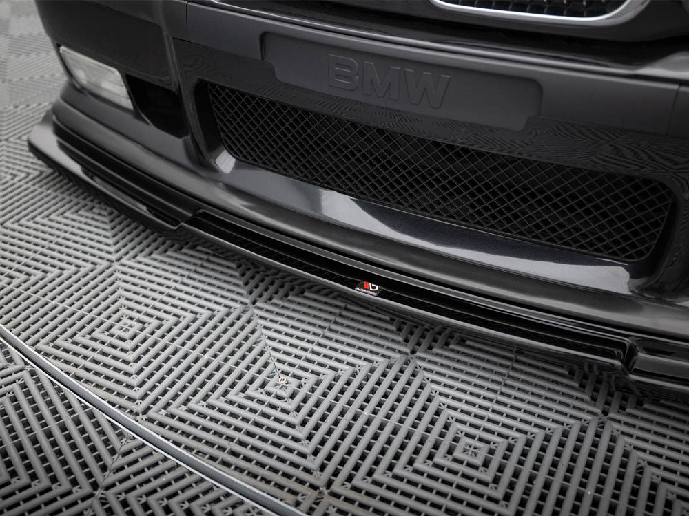 Maxton Design front splitter V.1 for BMW M3 E36 coupe and cabrio, body styling part, in black with aerodynamic design.