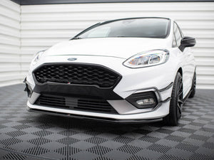 Maxton Design front splitter V.3 for Fiesta Mk8 St and Stline, car body styling accessory, black aerodynamic front splitter.
