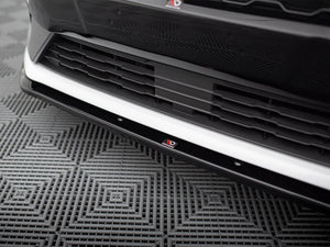 Maxton Design front splitter V.3 for Fiesta Mk8 St & Stline, stylish body and styling accessory in black with textured finish.