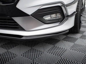 Maxton Design Front Splitter V.3 for Fiesta Mk8 St and Stline, vehicle body styling accessory, in black with aerodynamic design