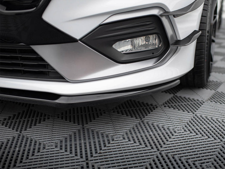 Maxton Design Front Splitter V.3 for Fiesta Mk8 St and Stline, vehicle body styling accessory, in black with aerodynamic design