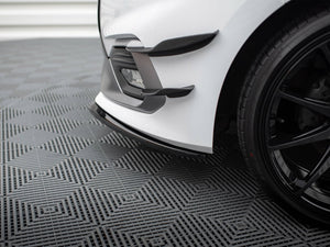 Maxton Design front splitter V.3 for Ford Fiesta Mk8 ST and ST-Line, body styling accessory, black aerodynamic front splitter.