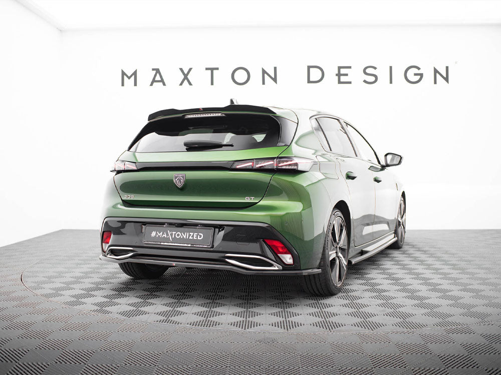 Maxton Design Peugeot 308 GT hatchback Mk3 spoiler in black, body styling part with aerodynamic design and sleek finish.