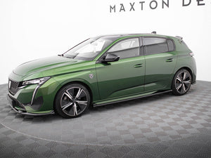 Maxton Design side skirts and diffusers for Peugeot 308 Hatchback Mk3, stylish body and styling accessories in black finish.