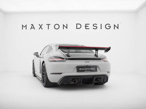 Carbon Spoiler With Internal Brackets Uprights V.1 + LED Porsche 718 Cayman GTS 982c - Wayside Performance 