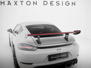 Carbon Spoiler With Internal Brackets Uprights V.1 + LED Porsche 718 Cayman GTS 982c - Wayside Performance 