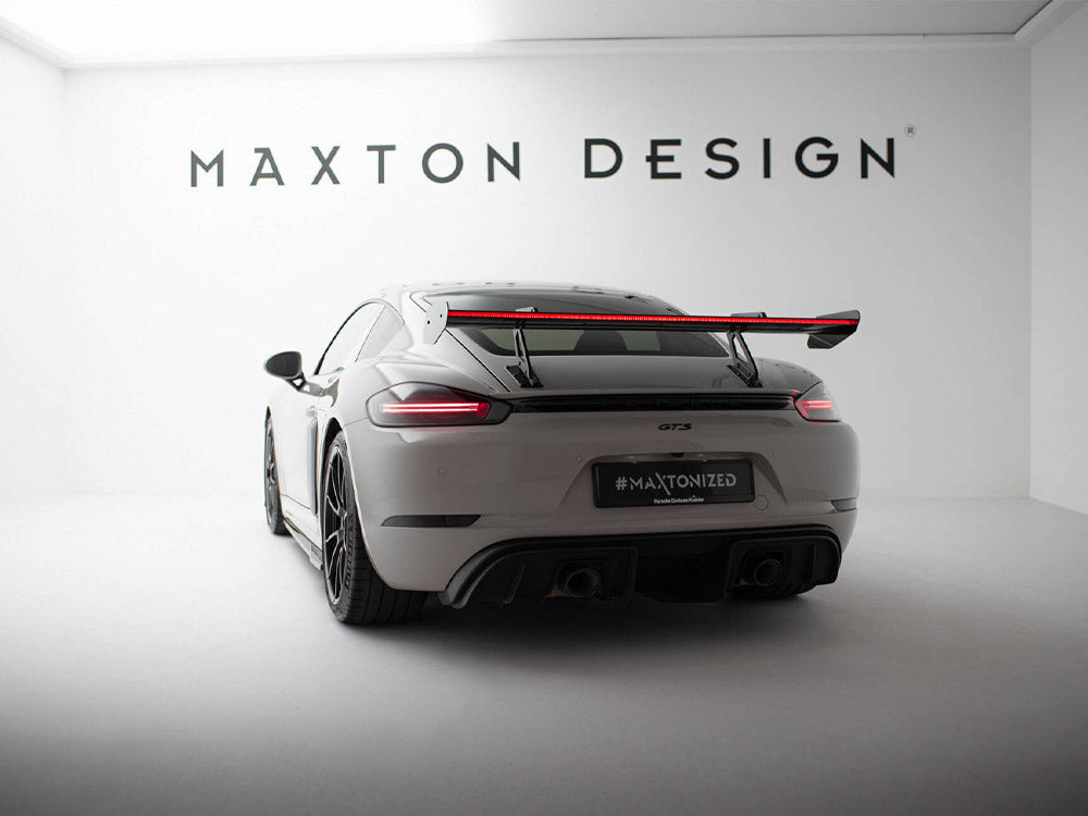 Carbon Spoiler With Upper Swan Mounting V.1 + LED Porsche 718 Cayman GTS 982c - Wayside Performance 