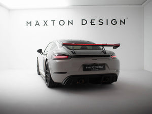 Carbon Spoiler With Upper Swan Mounting V.1 + LED Porsche 718 Cayman GTS 982c - Wayside Performance 