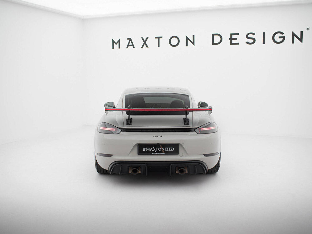 Carbon Spoiler With Upper Swan Mounting V.1 + LED Porsche 718 Cayman GTS 982c - Wayside Performance 