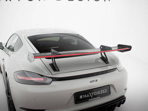 Carbon Spoiler With Upper Swan Mounting V.1 + LED Porsche 718 Cayman GTS 982c - Wayside Performance 