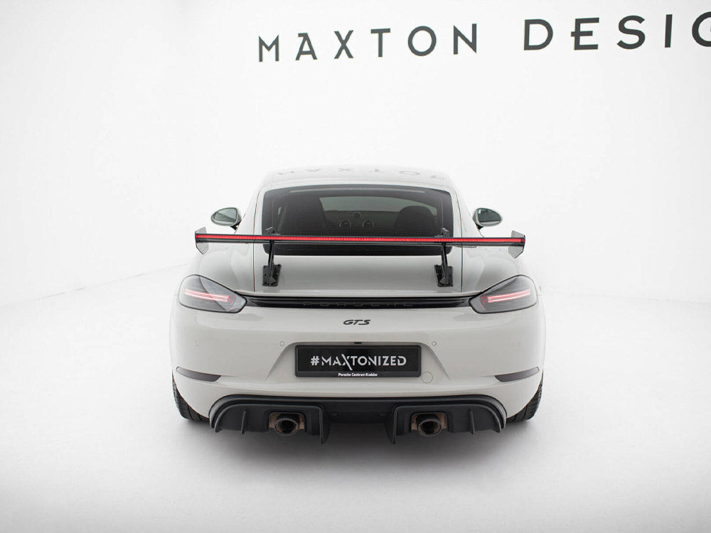 Carbon Spoiler With Upper Swan Mounting V.2 + LED Porsche 718 Cayman GTS 982c - Wayside Performance 