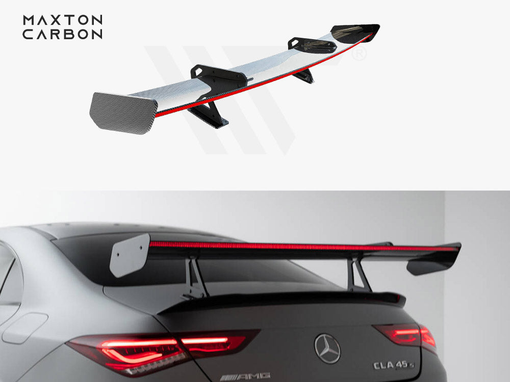 Carbon Spoiler With Upper Swan Mounting + LED Mercedes-Benz CLA Coupe C118 / C118 Facelift - Wayside Performance 