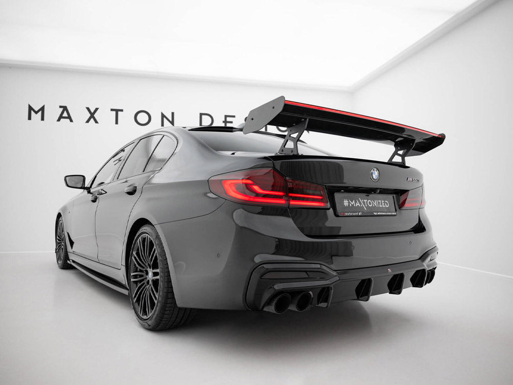 Carbon Spoiler With Internal Brackets Uprights + LED BMW 5 / M5 Sedan G30 / F90 - Wayside Performance 