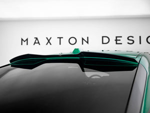 MaxTon® DESIGN BMW X6 M-Pack G06 / X6 M F96 spoiler cap, body styling accessory, black aerodynamic exterior part on white background.