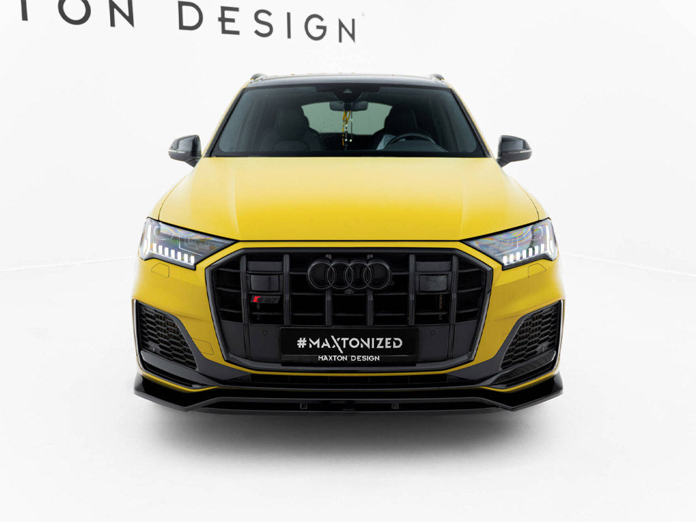 MAXTON® DESIGN front splitter for Audi SQ7/Q7 S-line Mk2 facelift 2019+, showing the aerodynamic design and fitment details.