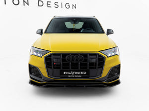 MAXTON® DESIGN front splitter for Audi SQ7/Q7 S-line Mk2 facelift 2019+, showing the aerodynamic design and fitment details.
