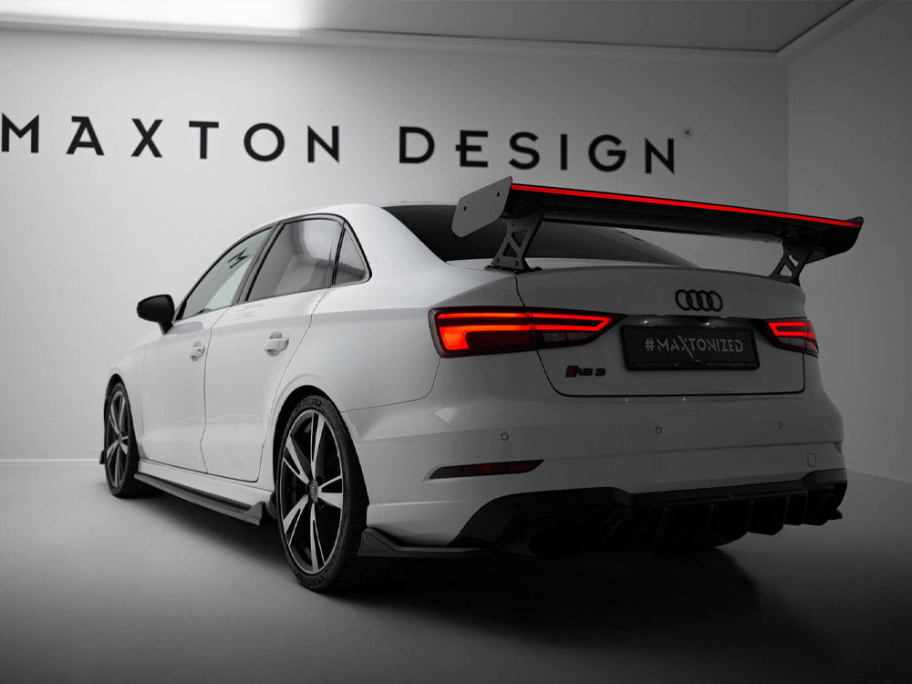 Carbon Spoiler With External Brackets Uprights + LED Audi A3 / A3 S-Line / S3 / RS3 Sedan 8V / 8V Facelift - Wayside Performance 