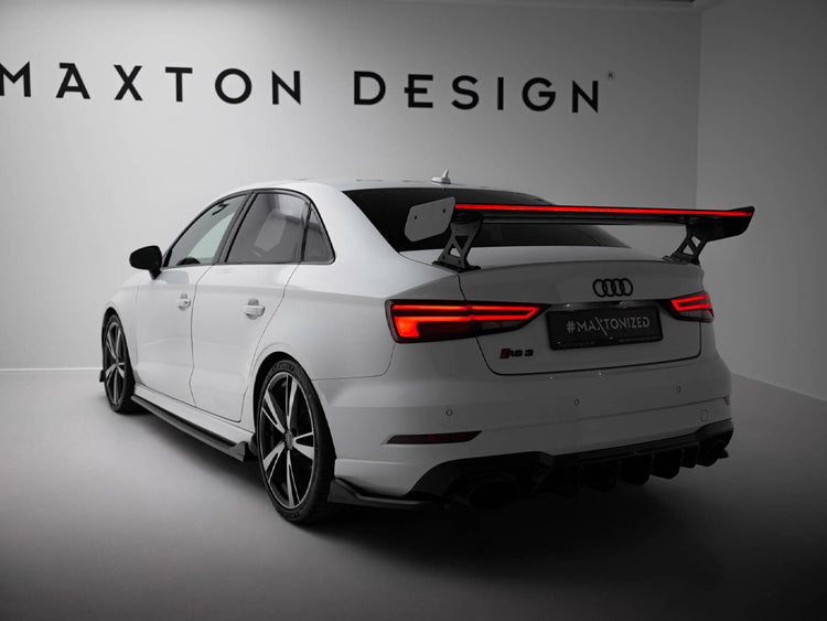Carbon Spoiler With External Brackets Uprights + LED Audi A3 / A3 S-Line / S3 / RS3 Sedan 8V / 8V Facelift - Wayside Performance 