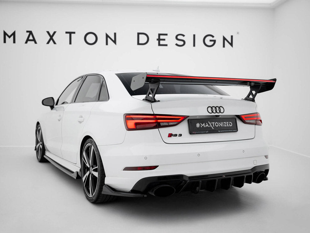 Carbon Spoiler With External Brackets Uprights + LED Audi A3 / A3 S-Line / S3 / RS3 Sedan 8V / 8V Facelift - Wayside Performance 